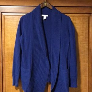 Cobalt blue open cardigan wool blend.